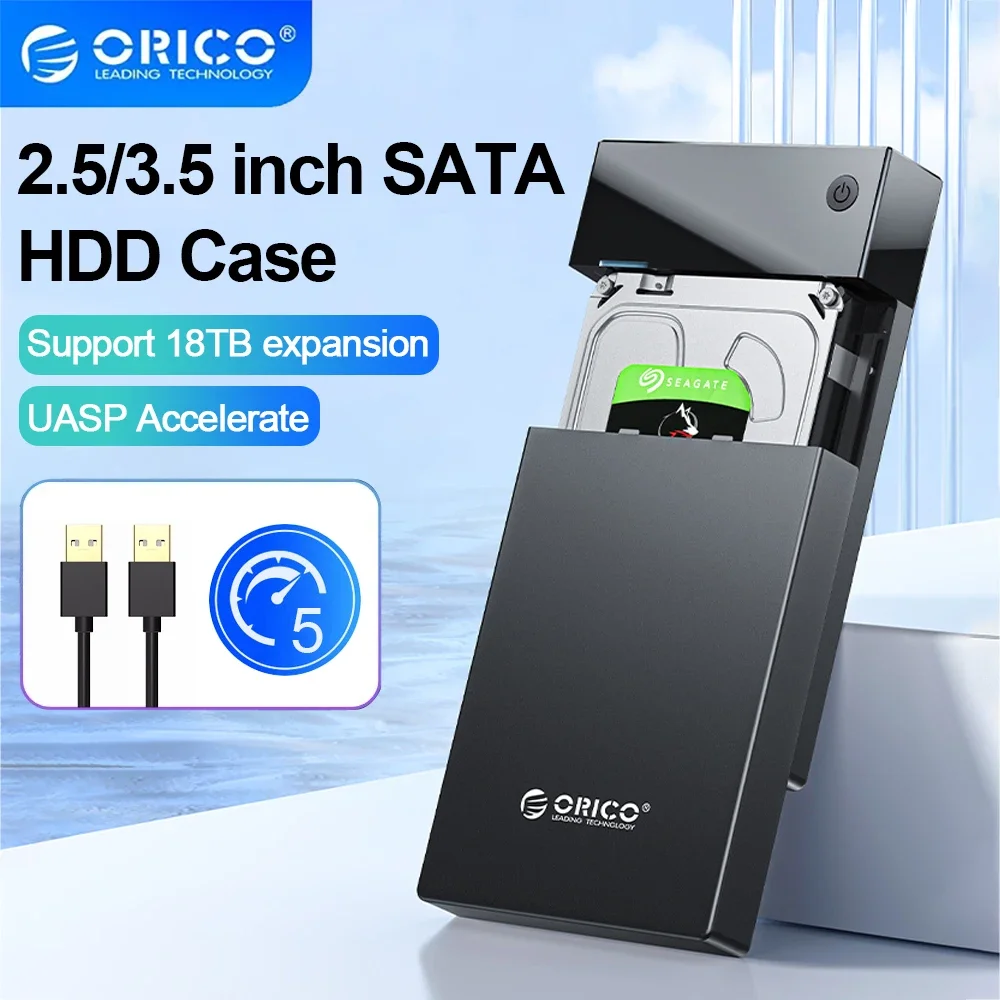 ORICO 3.5 HDD Case Bulit-in Power 12V Portable SATA to USB3.0 Hard Drive Enclosure Support 12TB 3.5'' HDD SSD UASP For PC TV PS4