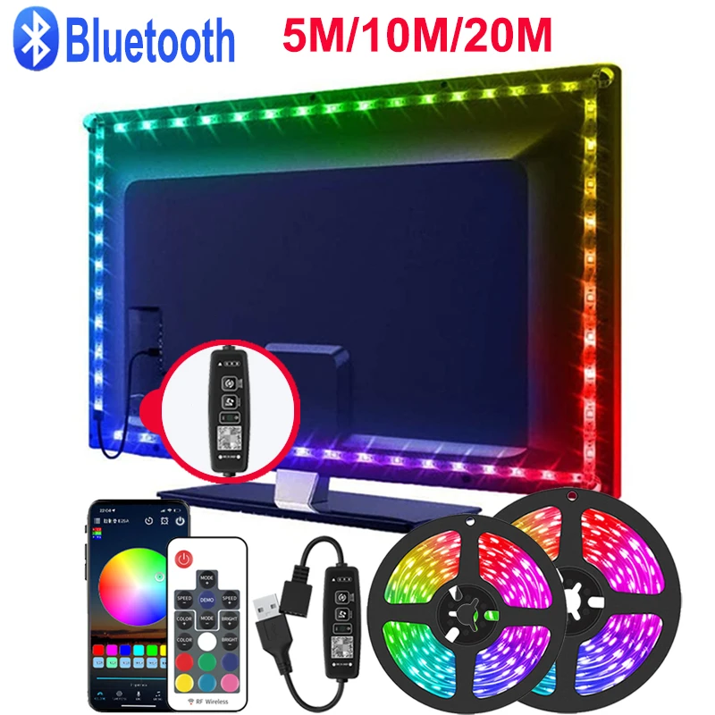 Led Strip Lights Rgb 5050 Music Sync Led Tape Light USB 5V Rgb Led Lights Strip Bluetooth 5050 Christmas Lights TV Backlight