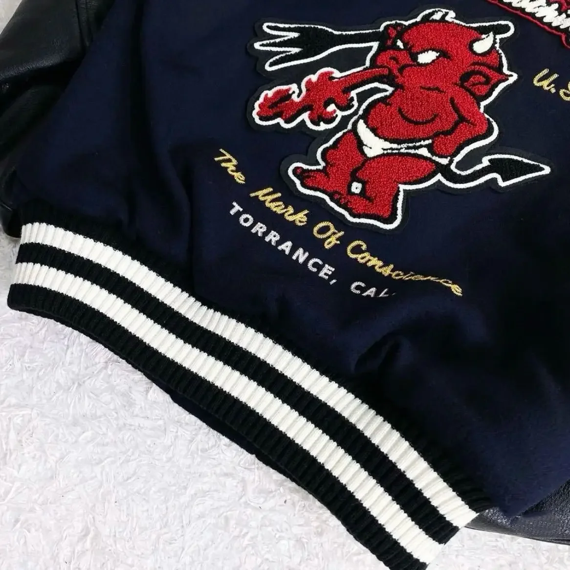 

2025 American vintage niche versatile baseball men and women autumn and winter retro contrast couple splicing jacket