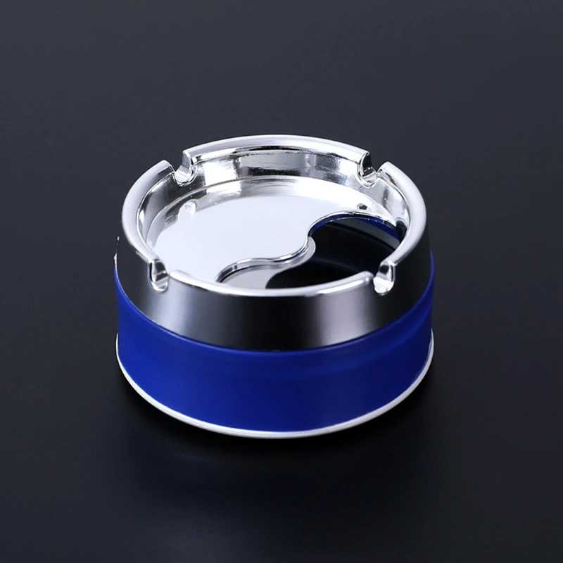 PP+Stainless Steel Ashtray Round Windproof Ashtrays with Rotating Lid for Home Garden Outdoor Indoor Smoking Accessory