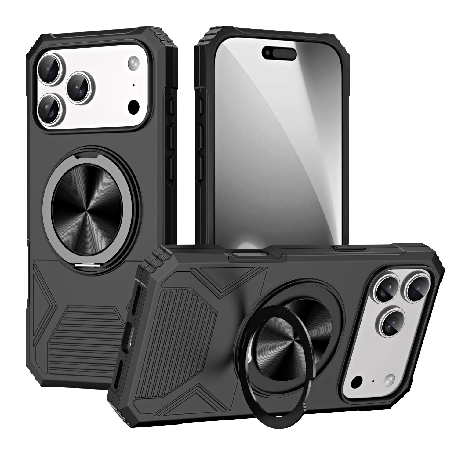 Magnetischer Ringständer Panzer-Handyhülle für iPhone Air 17 16 E 15 13 18 Pro Max 14 Plus 16E für Magsafe 360 °   Drehbare Halterungsabdeckung