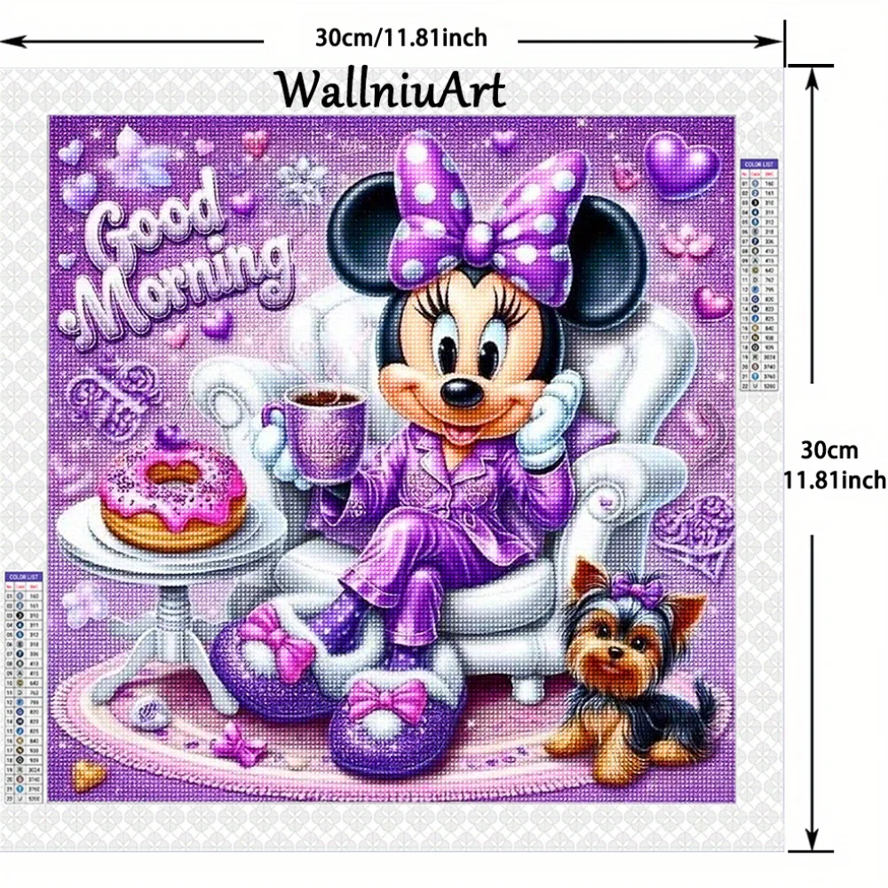 

Алмазная картина-30*30 см/11,81*11,81 дюйма Микки Маус круглая алмазная вышивка 5D DIY Алмазное искусство украшение дома