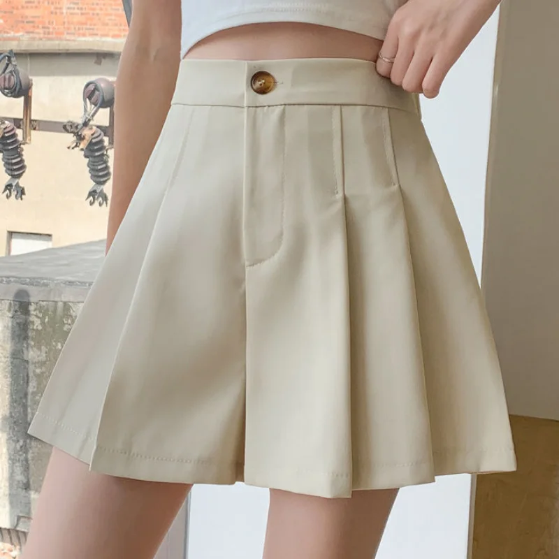 S-5XL Plissee Shorts Frauen Solide Design Hohe Taille Alle-spiel Sommer Ulzzang Casual Mode Damen Klassische Heißer Verkauf Юбка женская