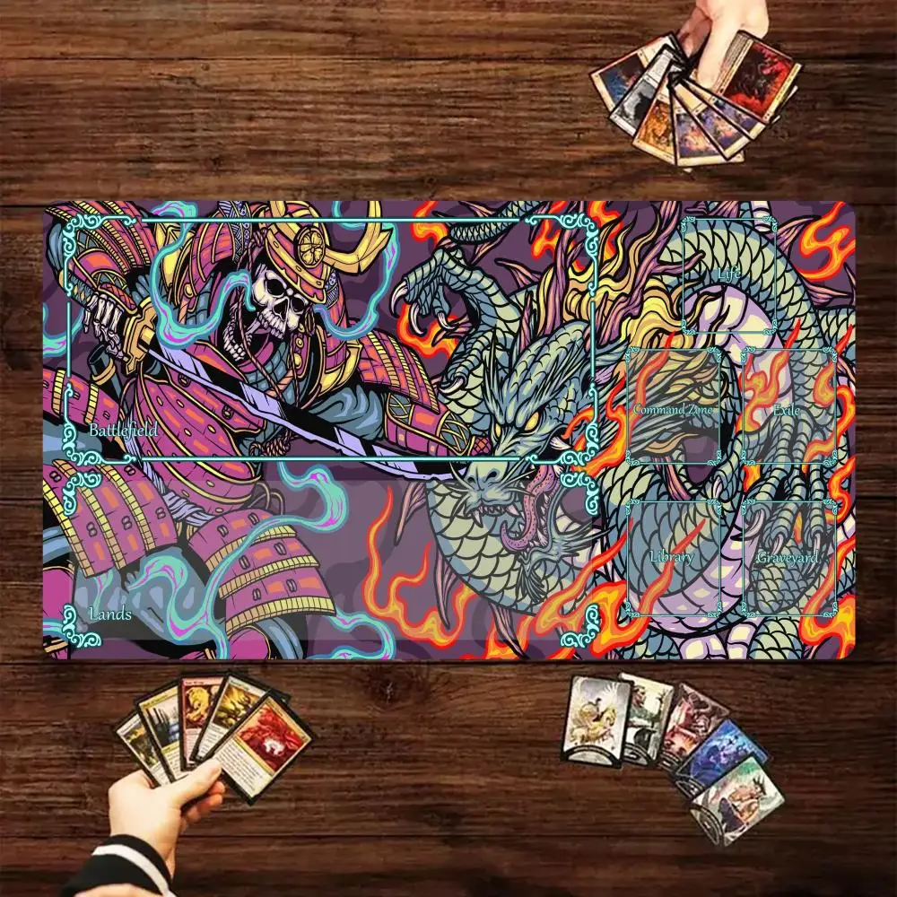 

Magic Card Gaming Mat with zone Ukiyo-e skeleton warrior mtg playmat desk mat Commander Playmat suitable for game gathering