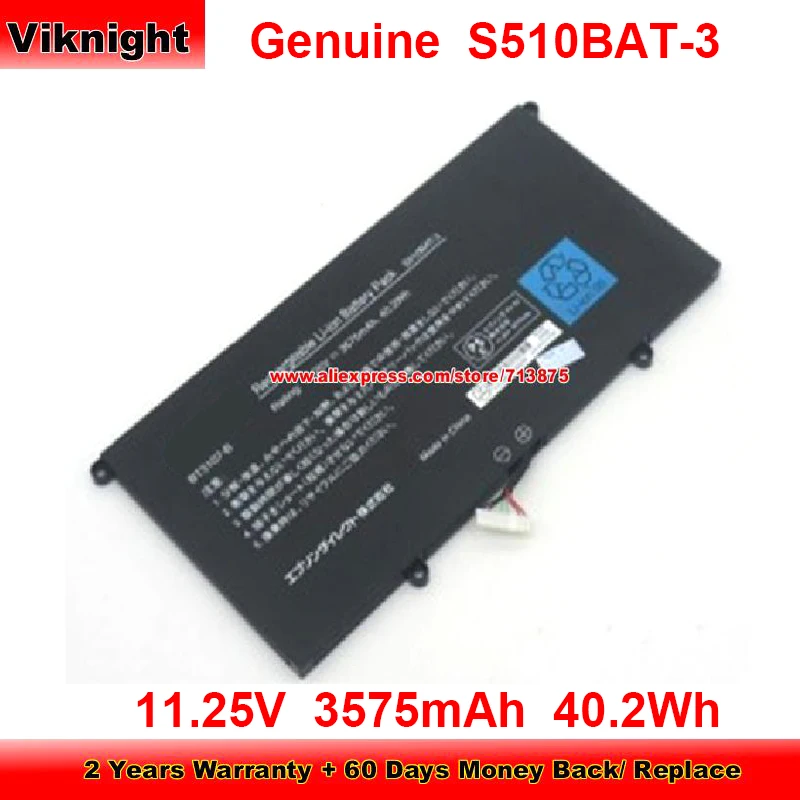 

Genuine S510BAT-3 Battery for Clevo S510 BT3107-B 6-87-S51ES-41E00 11.25V 3575mAh 40.2Wh