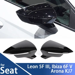 Gloss Black Mirror Cap for Seat Leon Lion 5F III Ibiza 6F V KJ1 Arona KJ7 Carbon LookCar Side Rearview Mirror Cover Accessories