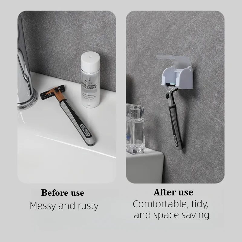 Uomo Rasoio Rasoio Spazzola Lama Supporto di Stoccaggio Bagno Parete Ventosa Ventosa Gancio Supporto Appendiabiti Scaffale Polvere Accessorio di Plastica