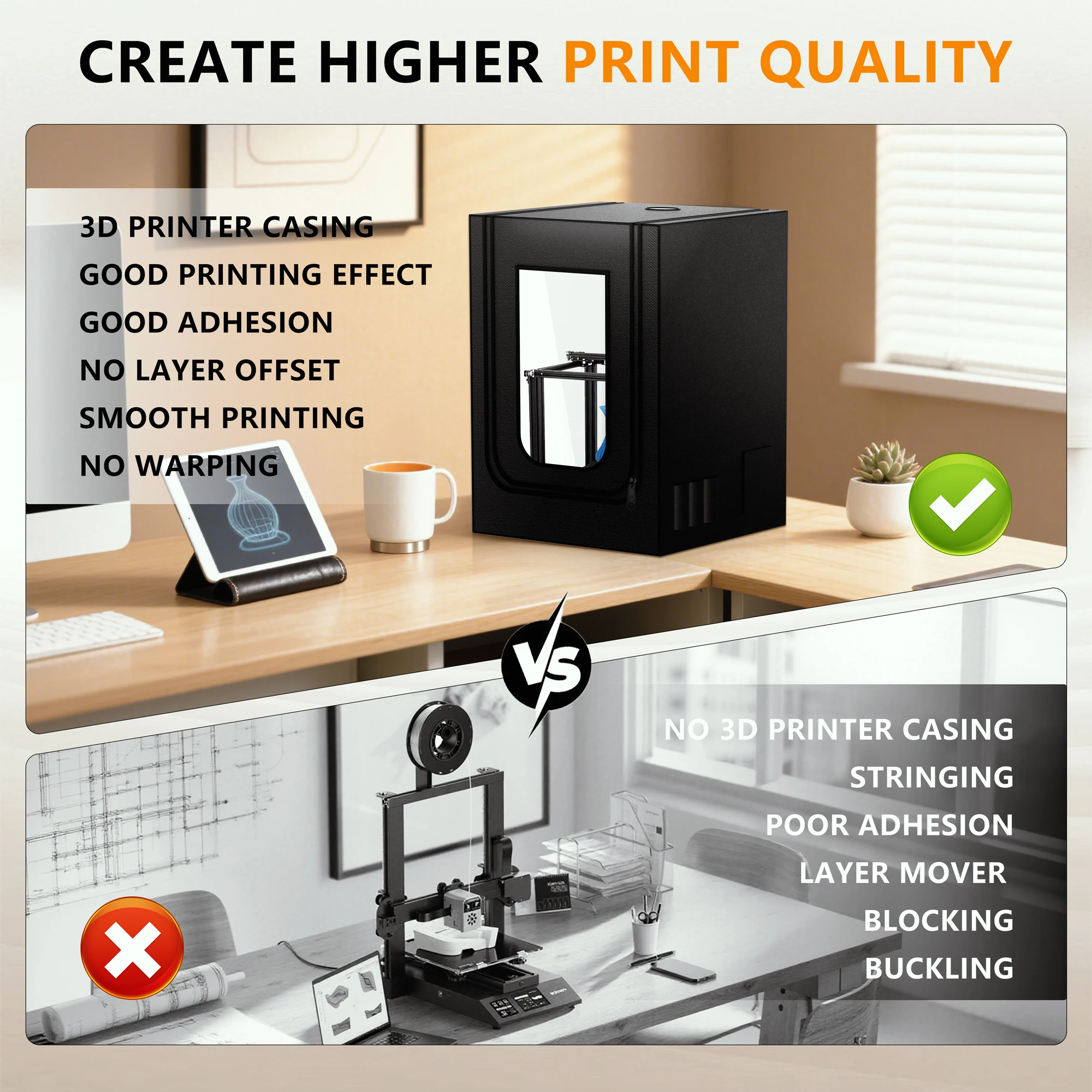 1 black 55x65x78cm 3D printer protective cover, dustproof, suitable for carving and printing tools