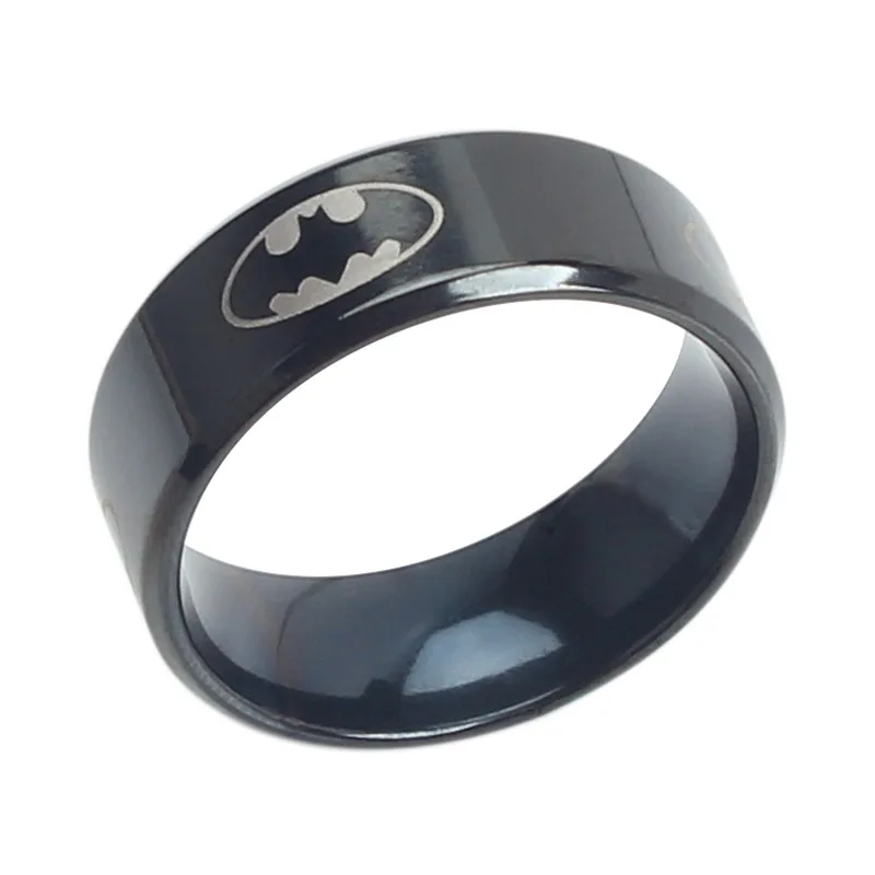 Bxzyrt 8mm Fashion Laser Logo Bat Rings Stainless Steel For Men Anti Stress Ring Lucky Jewelry Gift Wholesale