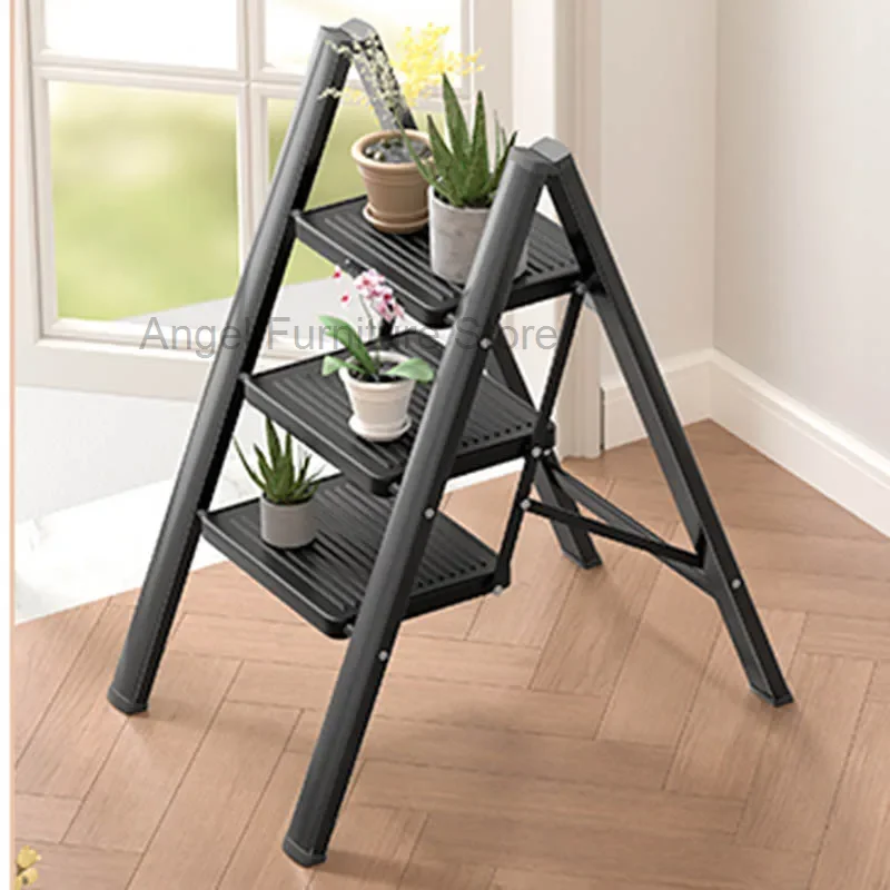 

Luxury Black Step Stools Metal Kids Multifunction Foldable Aluminum Ladders Telescoping Decorative Escada Dobravel Furnitures