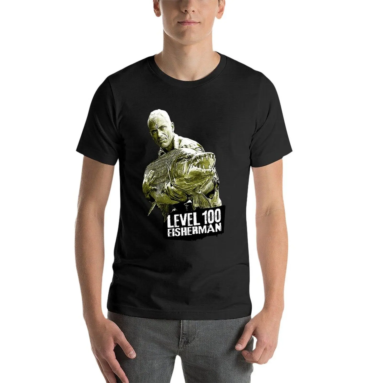 Jeremy Wade Level 100 nelayan, desain kaus ukuran besar kaus lengan pendek kaus hitam cepat kering untuk pria