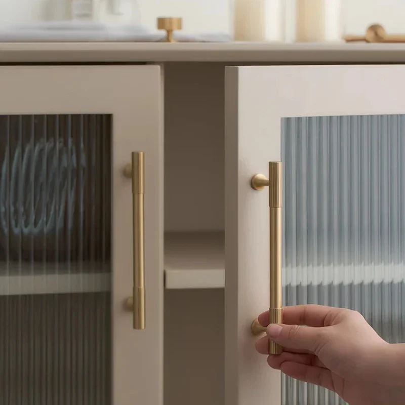 النمط الحديث/خطوط عمودية الصلبة النحاس مقابض أدراج T مقبض للبار غرفة نوم تسحب مقبض سحب باب خزانة المطبخ