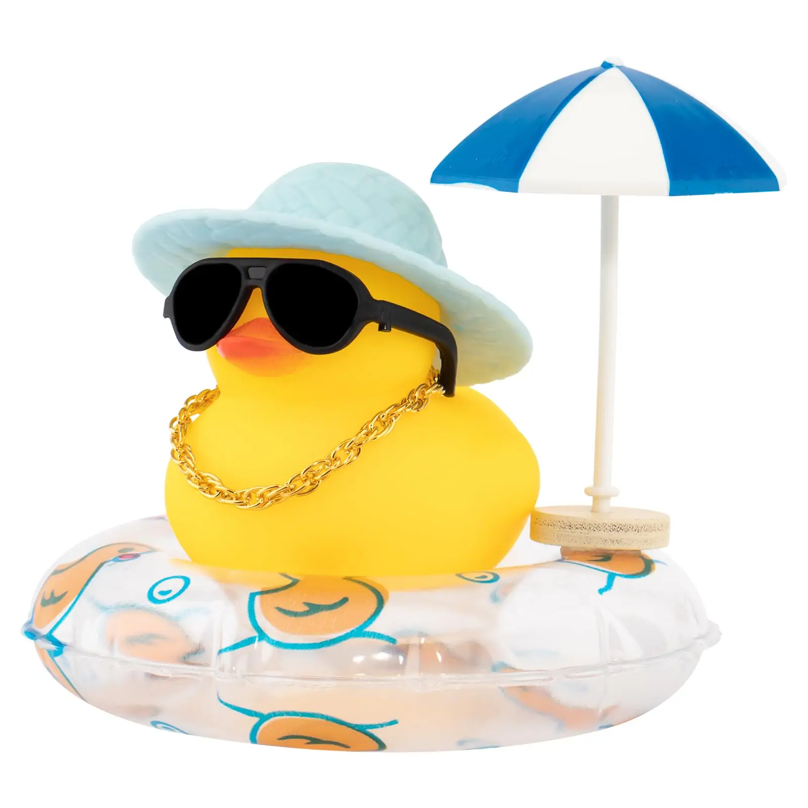 Car Rubber Ducks, Dashboard Decorations Swimming Duck for Car Ornament Accessories with Straw Hat