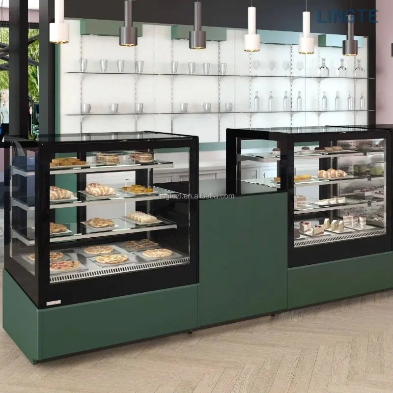 Stainless Steel 304/201 Premium Cake and Dessert Display Cooler Air-Cooled Suitable for Commercial Stores Rear Opening Door