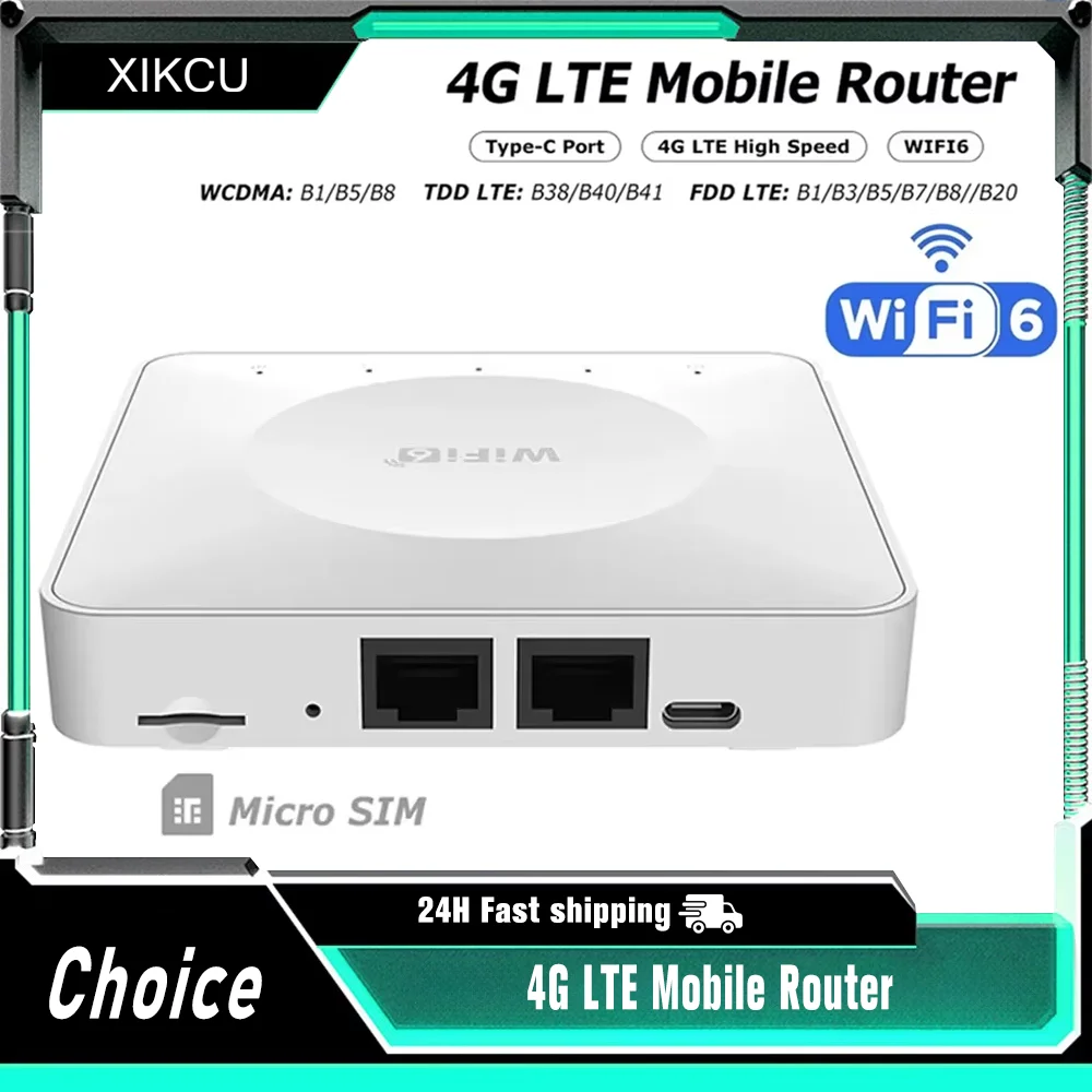 Connections Mobile Wireless Route4G LTE Router WiFi 6 SIM Card Modem Support 32 Device r Typc-C Interface for Asia Africa Europe