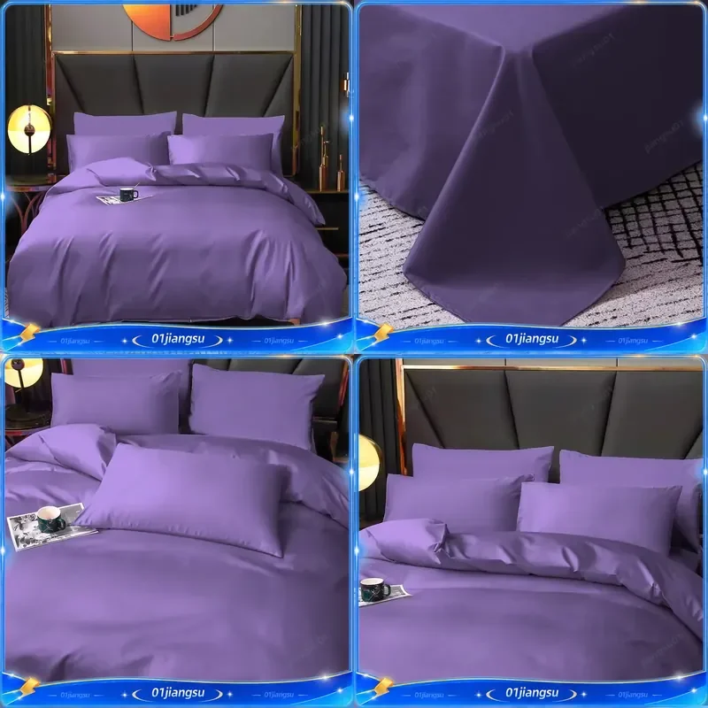 Svetanya Cotton Bedding Set Solid Color Duvet Cover Sheet Pillowcase Queen King Size Bed Linen Home Textile Bedroom Decor