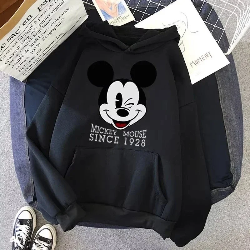 

Funny Cartoon Printed Men's Hoodie, Disney Mickey Mouse Autumn and Winter Warm Clothing, Fashionable and Trendy Men's Top