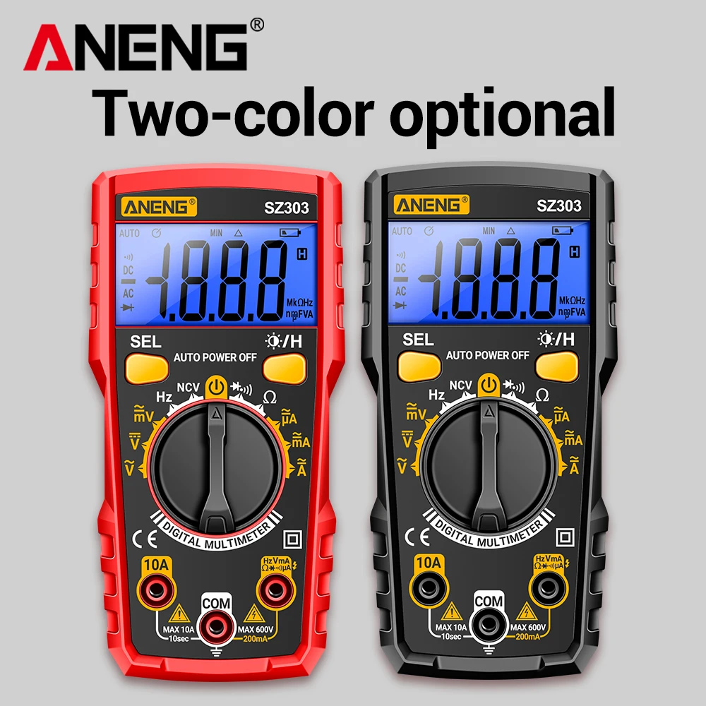 Multimeter Digital ANENG SZ303 Presisi Tinggi Pengukur Arus Resistansi Profesional Penguji Tegangan Arus AC/DC Peralatan Listrik ﻿