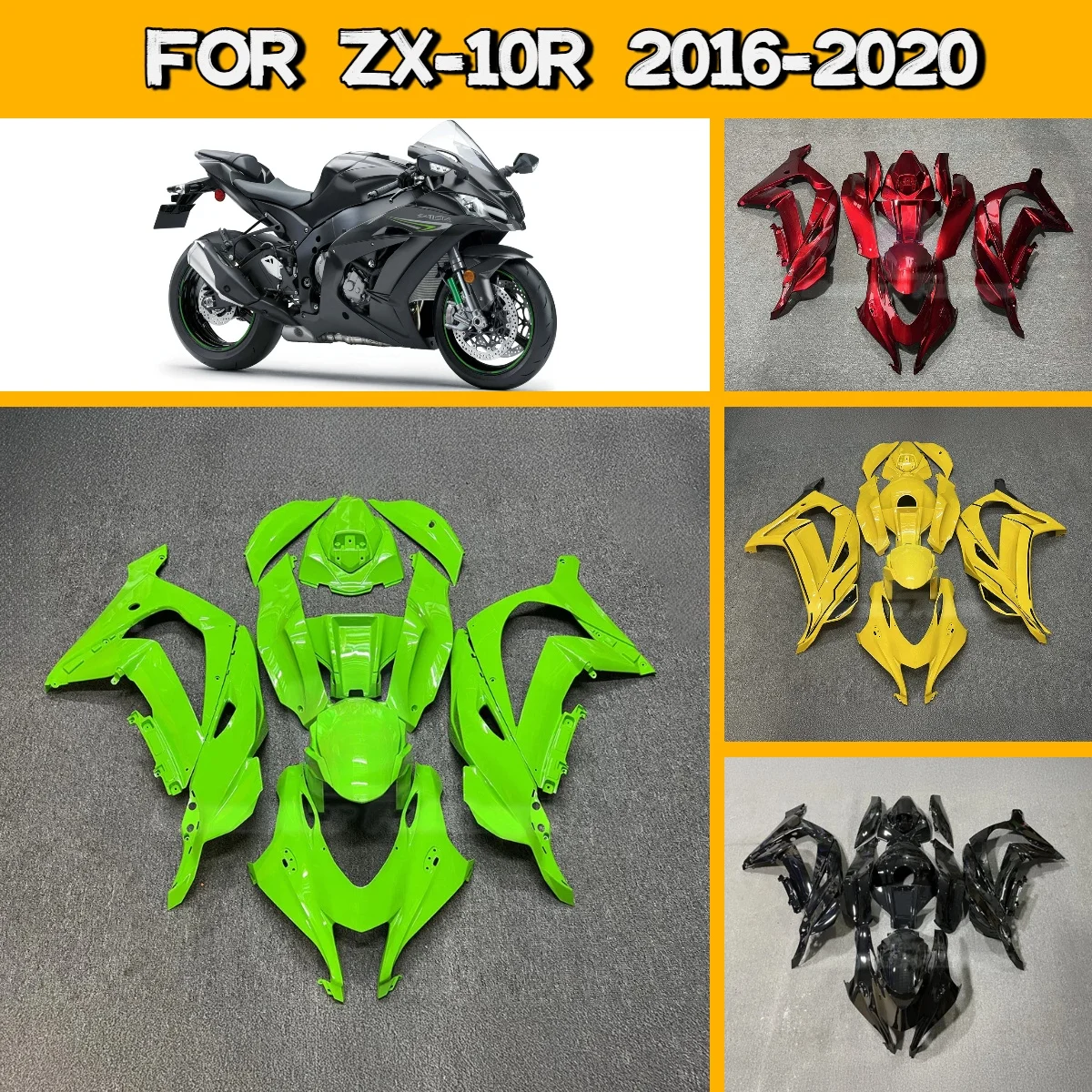 

For 2016-2020 Kawasaki ZX10R Easy Install Fairing Kit Body Work Perfect Fit 16-20 ZX 10R ABS Plastic Fairings