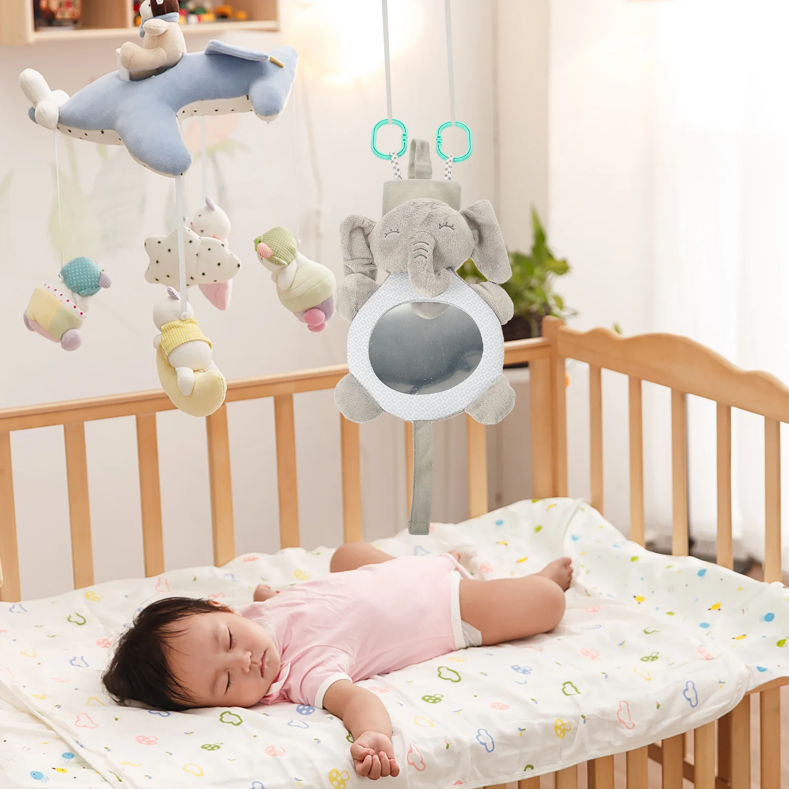 Baby-Lachspiegel in Tierform, verdortierender Spiegel für Kinder, Kleinkinder, Kleinkinder, Entwickler der Neugier, sicheres, unzerbrechliches Material, Grau