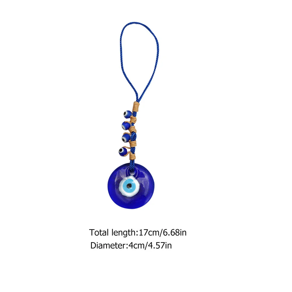 2 Pcs Devil's Eye Pendant Necklace Beads Blue Eyes Decor Key Chain Glass Hamsa Women's Hanging