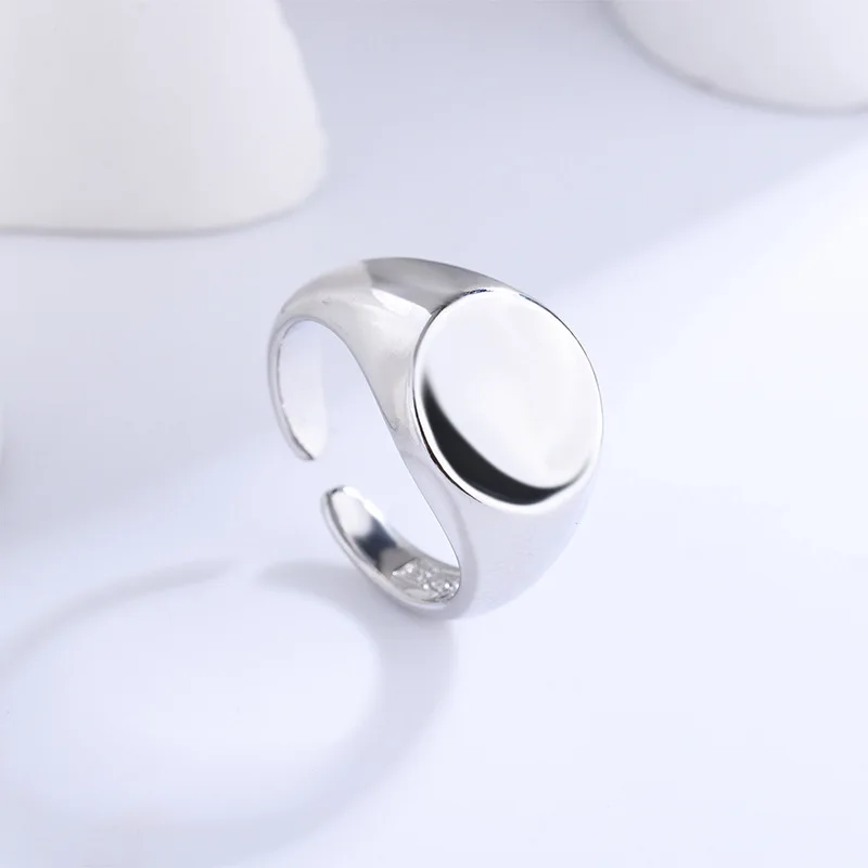 

925 Sterling Silver Adjustable Rings For Women Round Concave Engagement Fine Jewelry Aesthetic Wedding Accessories Argent 925