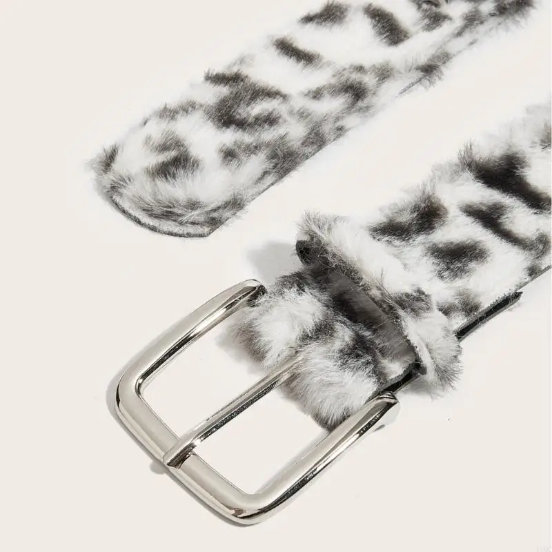 Leopard Print Furry Belt For Women And Men Soft Elastic Waistband With Secure Closure For Jeans Dresses 