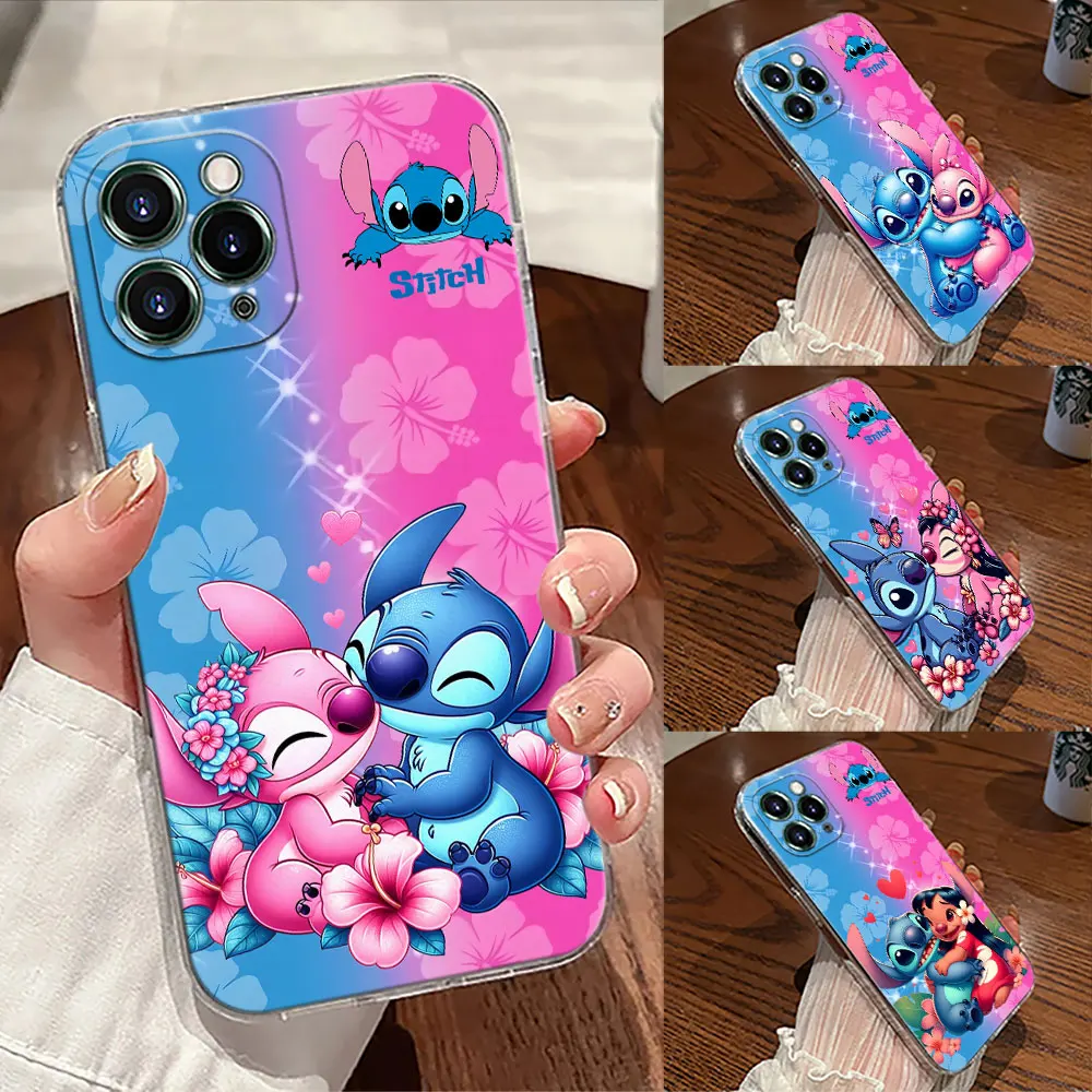 

Disney Stitch Angel Friend Transparent Phone Case For iPhone 17 Pro Max 17E 11 12 13 14 15 16 Pro Max Plus 17 Air 16E 7 XS Cover