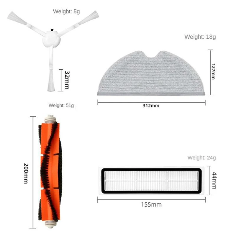 Xiaomi Dreame d9およびL10pro用のスペアパーツブラシ,メインブラシ,HEPAフィルター,クリーニングクロス