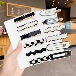 2PCS/SET Chessboard Grids Seamless Hair Clip for Women Girls No Bend Bangs Clips Duckbill Clip Hairpins Hair Styling Accessories