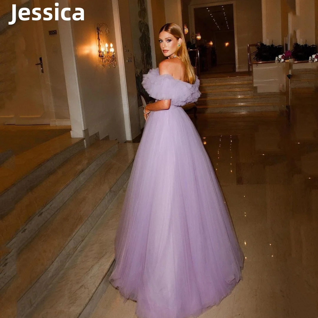 

Jessica Purple Glitter Tulle Prom Dresses Bridesmaid Dress 2024Vestidos De Fiesta A-shaped Princess Graduation Party Dresses