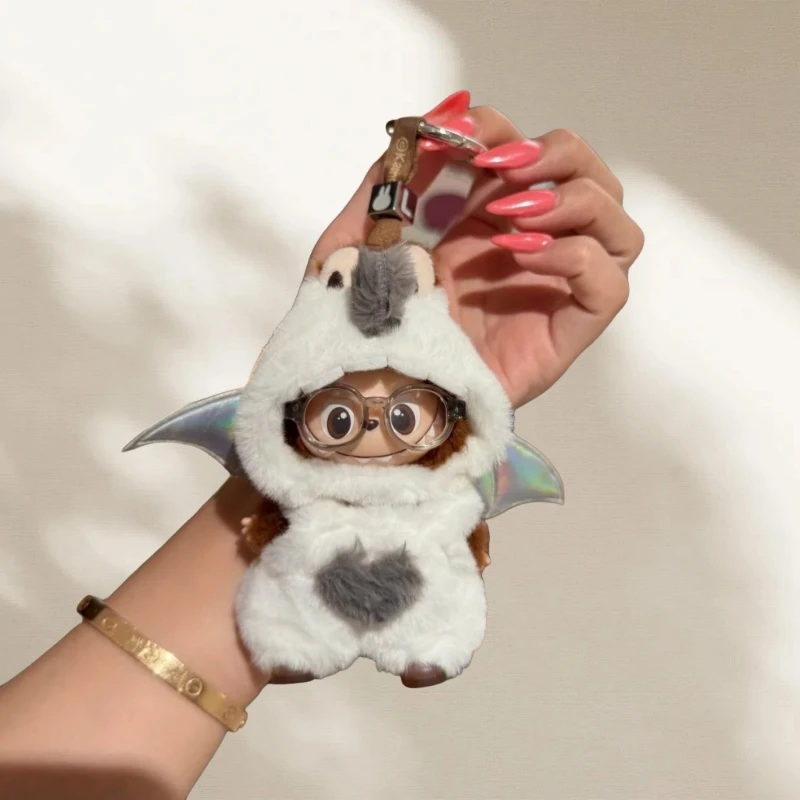 Adorável pequeno anjo conjunto pato pequeno para mini 10cm labubu 4.0 boneca roupas acessórios moda macacão roupas acessórios