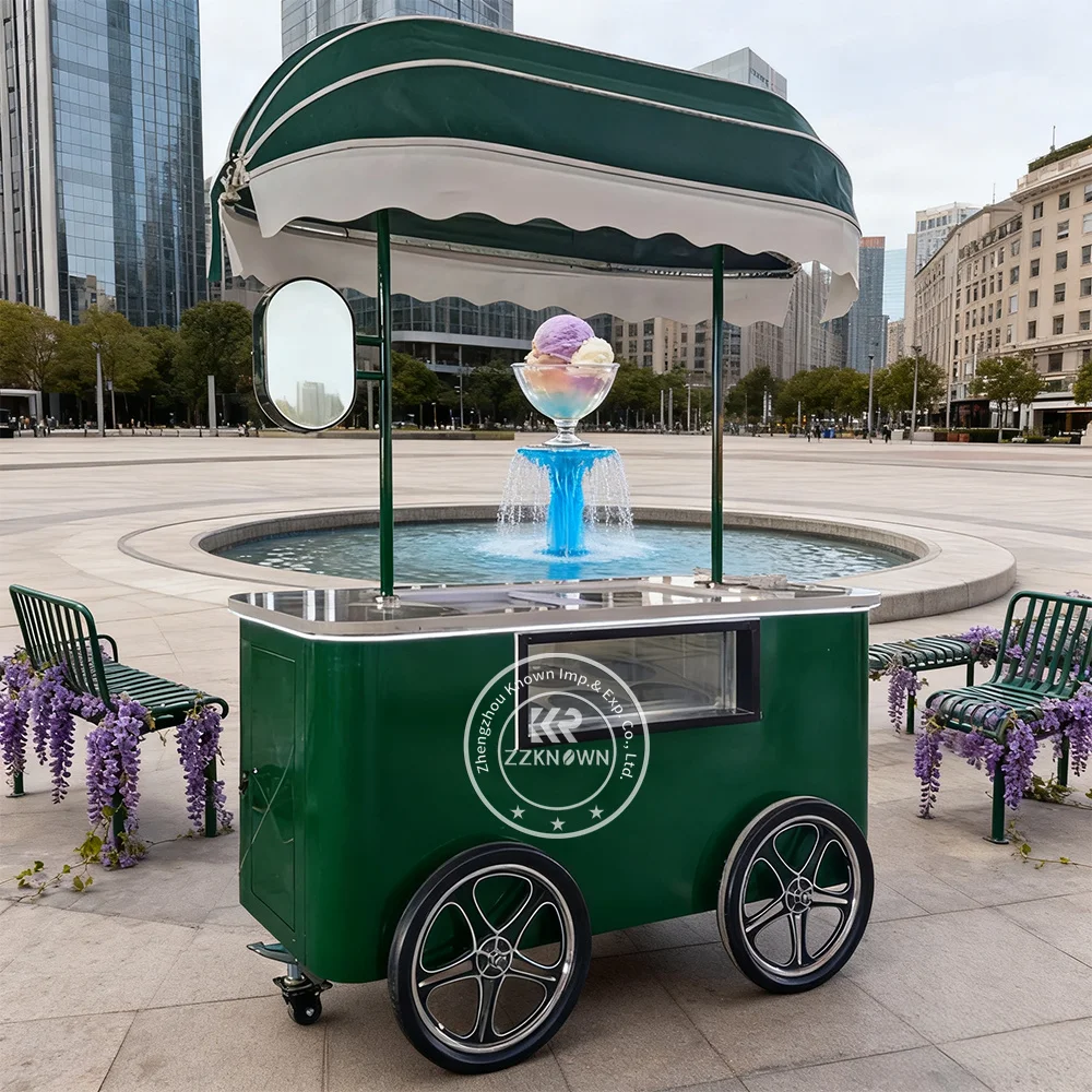

Good Quality Outdoor Ice Cream Hand Push Vending Bike Electric Removable Trolley Food Cart
