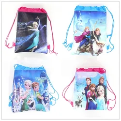 27*35cm Frozen Elsa Mochila Gift Bag Non-woven Birthday Party Favors Gift Shopping Bag Drawstring Backpack Party Decoration