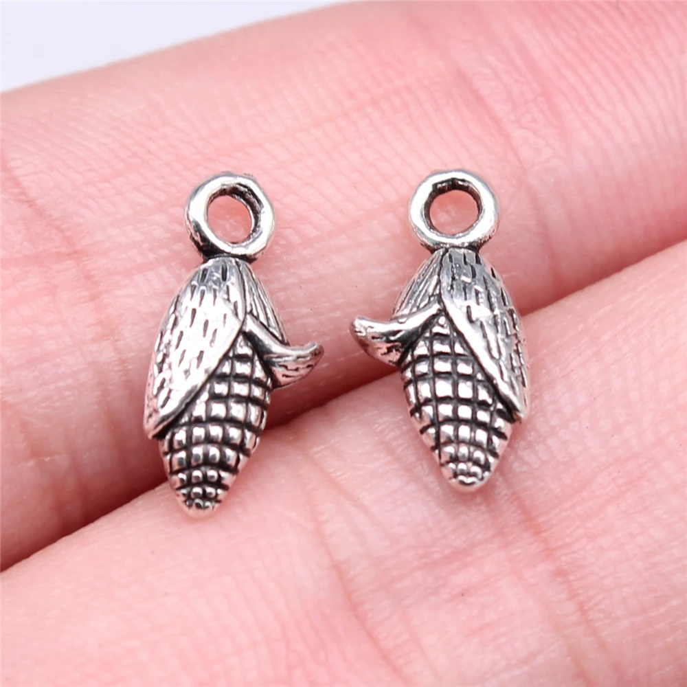 

300pcs 15x7mm Corn Charms Wholesale For DIY Jewelry Making Antique Silver Color Zinc Alloy Charms Jewelry Findings