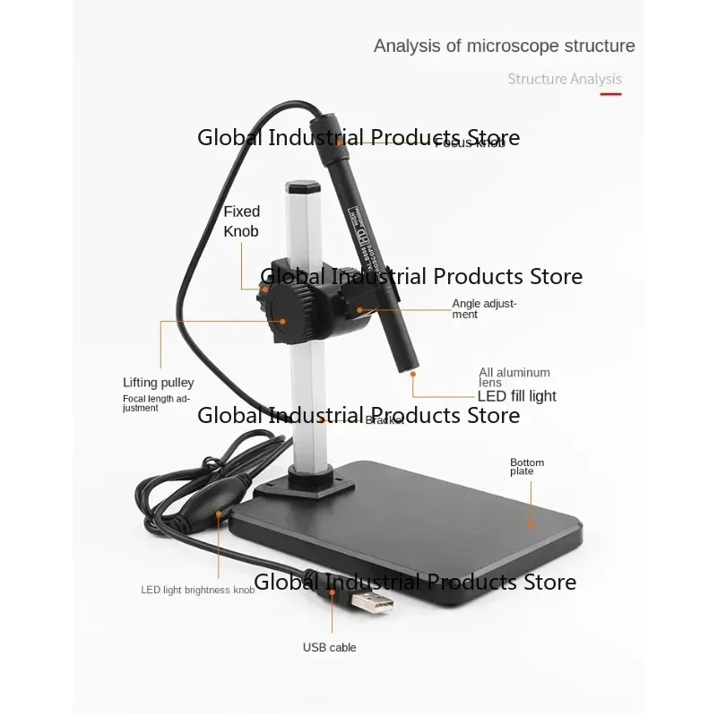 600x Magnifying Glass USB Electronic Pen Type High-Definition Digital Electron Microscope with All Aluminum Lens for Photography