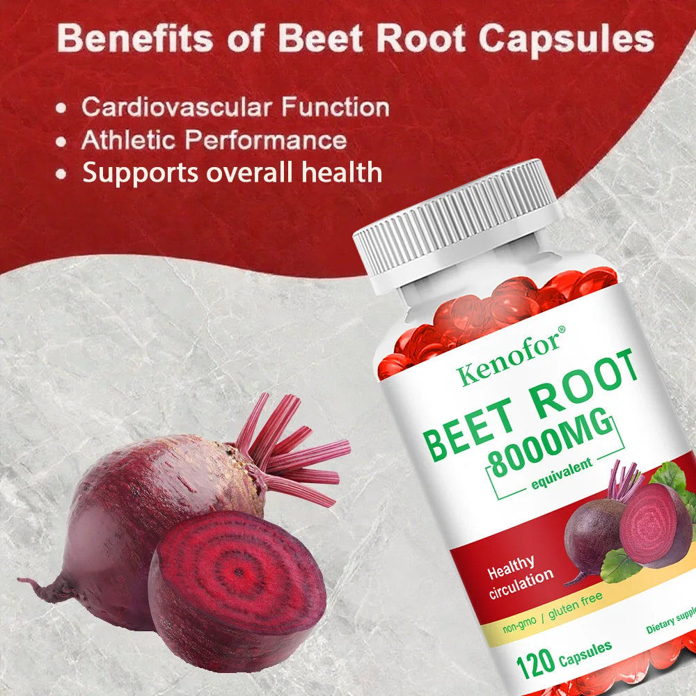 Beetroot Powder Extract Capsules - With Black Pepper for Nitric Oxide, Heart & Blood Pressure Health, Energy & Endurance Support