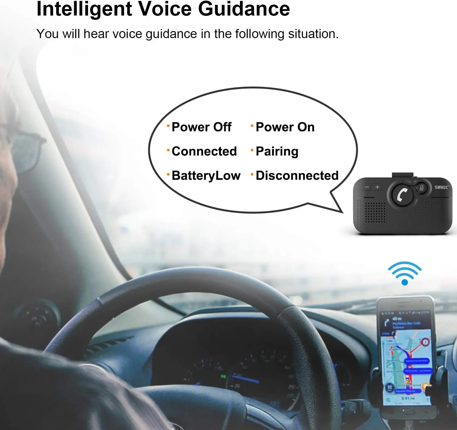 Haut-parleur Bluetooth sans fil pour voiture, kit mains libres pour téléphone portable