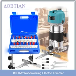 8000W Woodworking Electric Trimmer Wood Router Machines Tool Electric Power Carpentry Manual Trimmer Tools With Milling Cutter