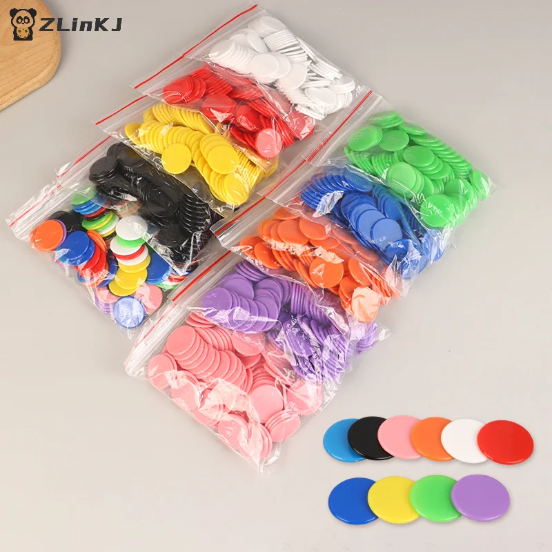 100 unids/pack 25MM plástico Montessori aprendizaje educación matemáticas juguete plástico fichas de póker Bingo Chip marcadores Token