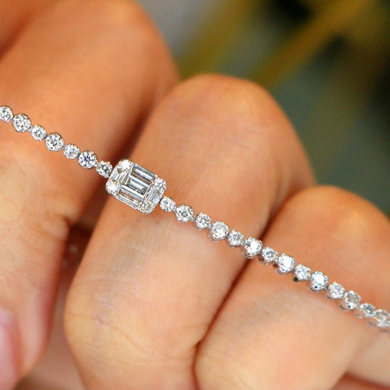 Aazuo 18K الذهب الأبيض الصلب الماس الحقيقي 0.60ct الكلاسيكية ساحة تنس سوار للمرأة الراقي العصرية حفلة خطوبة #4