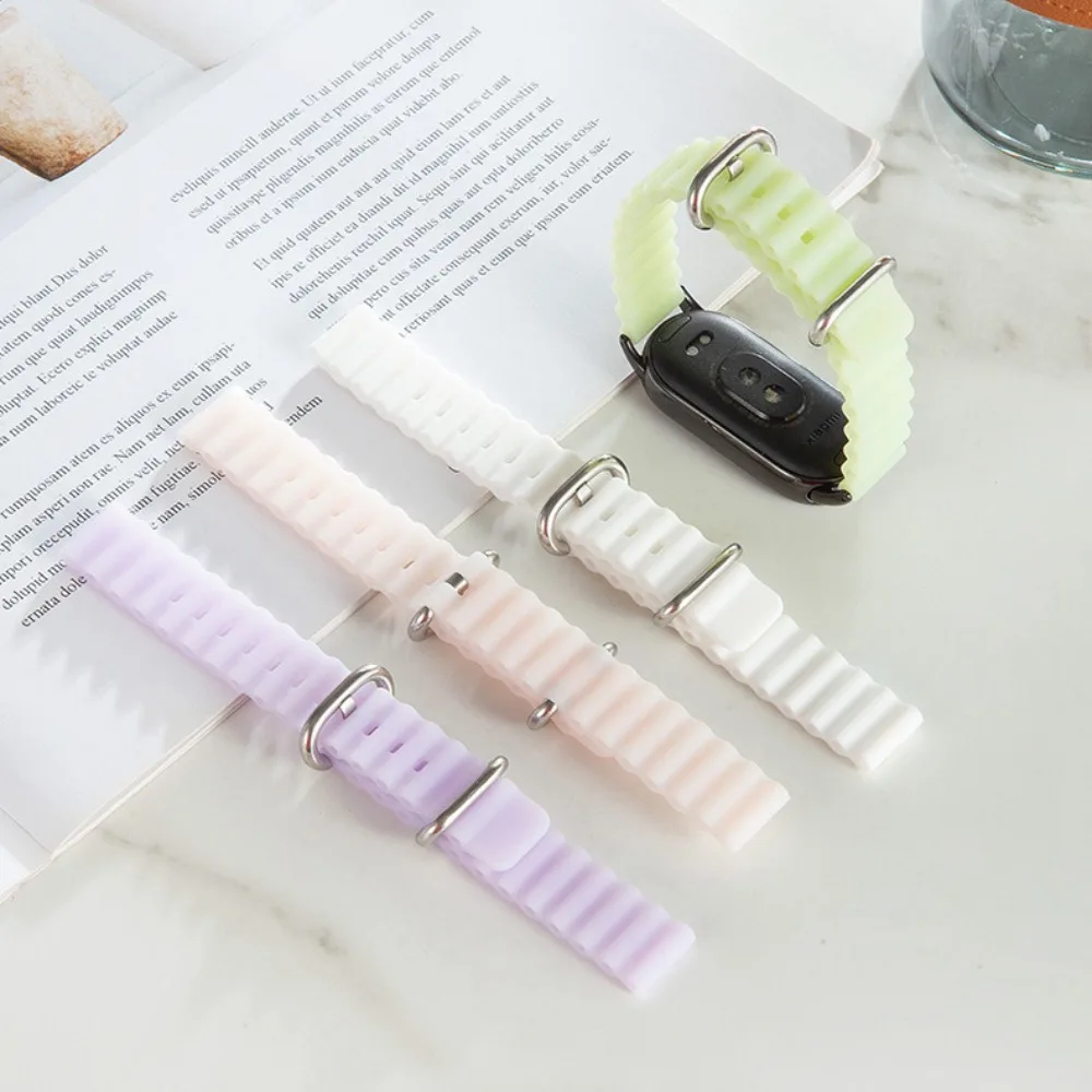 Replacement Ocean Silicone Belt Soft Adjustable Strap Needle Buckle Interface Wristband for Xiaomi Mi Band 8 Strap Accessories