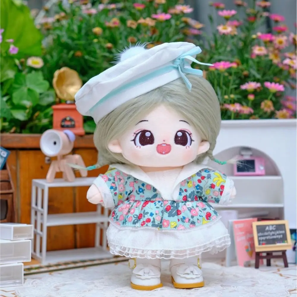 

Spring Summer Cotton Doll Dress Headwear Princess Dresses Idol Dolls Skirt Colorful Lovely 20cm Cotton Doll Clothes