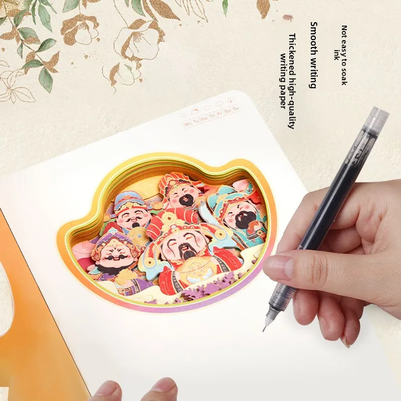 부를 끌어들이는 축복 시리즈 3D 스테레오 종이 조각 노트 내부 페이지 중공 스테레오 패턴 핸드 계정