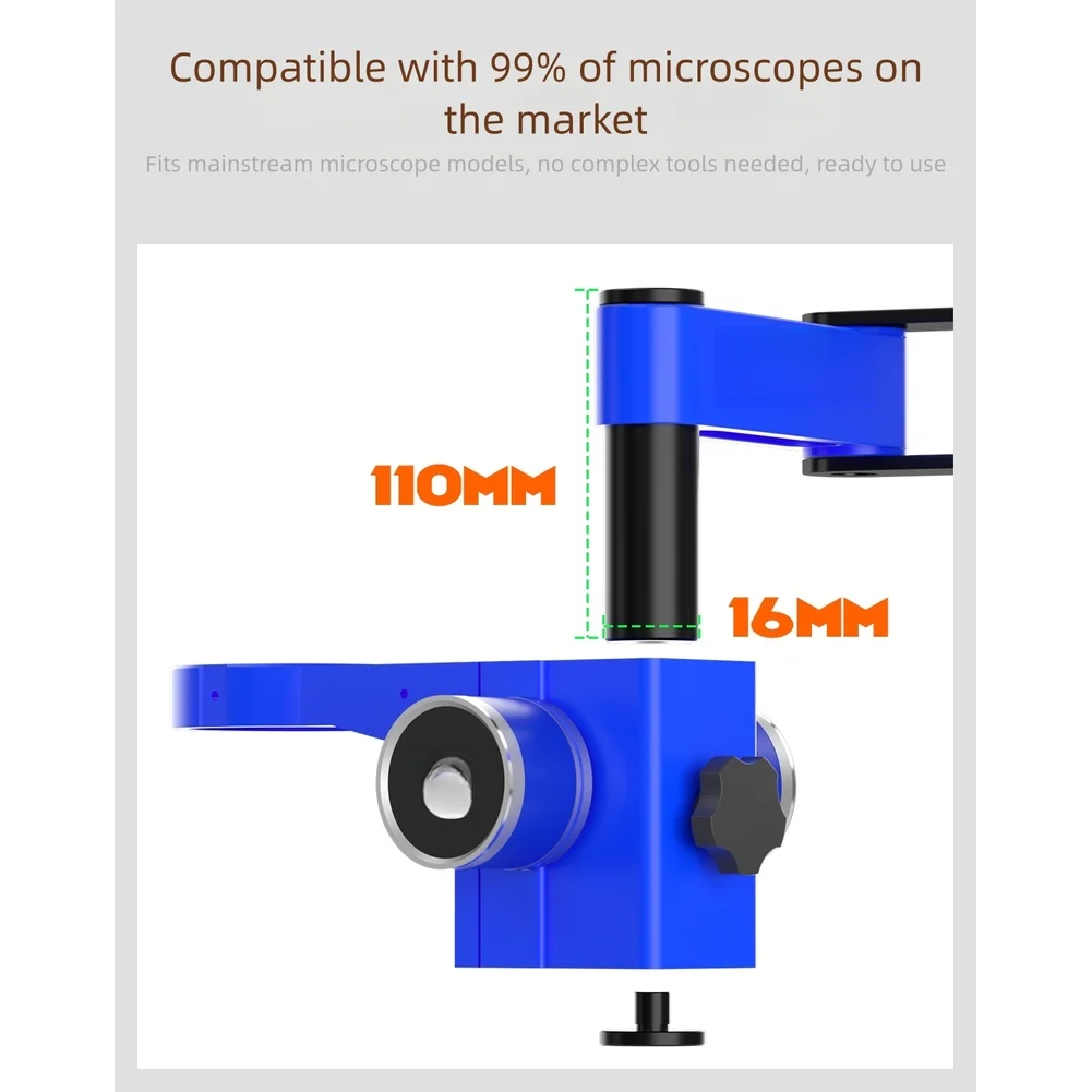

360 Degree Rotation Heavy Duty Microscope Stand M6 Swing Arm Bracket Dual Locking Positioning Supports 10 Kilograms