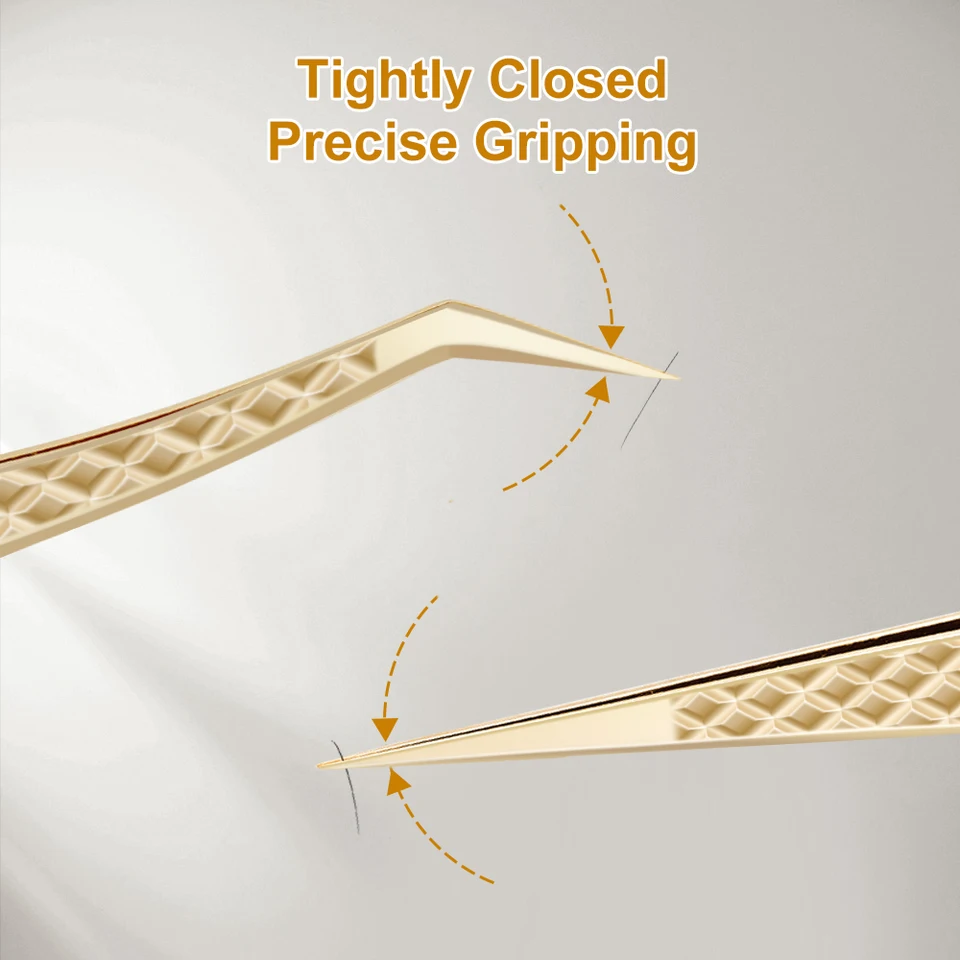 Pinza de punta de fibra de precisión Lashtalk para extensiones de pestañas, agarre de diamante, antideslizante, acero inoxidable dorado premium, de Nagaraku 3