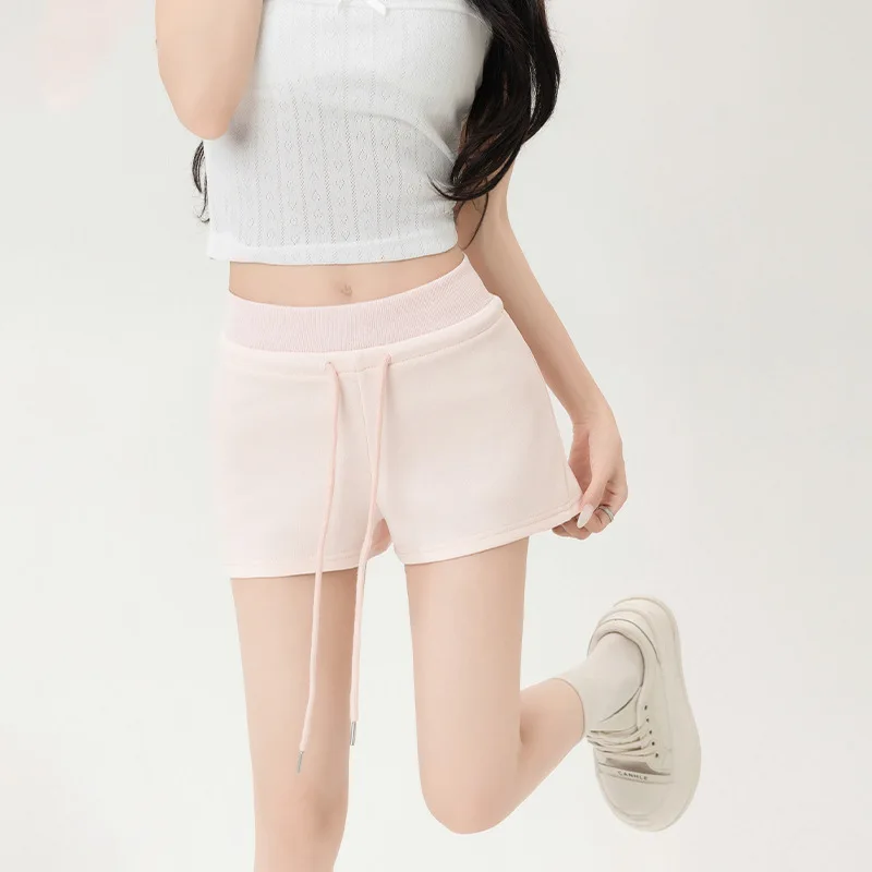 New Spice Girl Style Casual Sports Shorts for Women Clothing Summer Threaded Splicing High Waist Slim Three-Point Pants