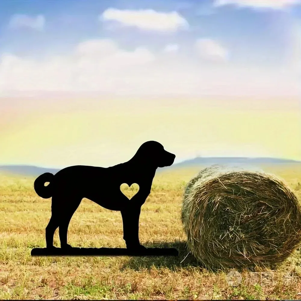 1 pièce Piquet de jardin en fer forgé motif chien, Décoration extérieure pour cour, Silhouette d'animal de compagnie