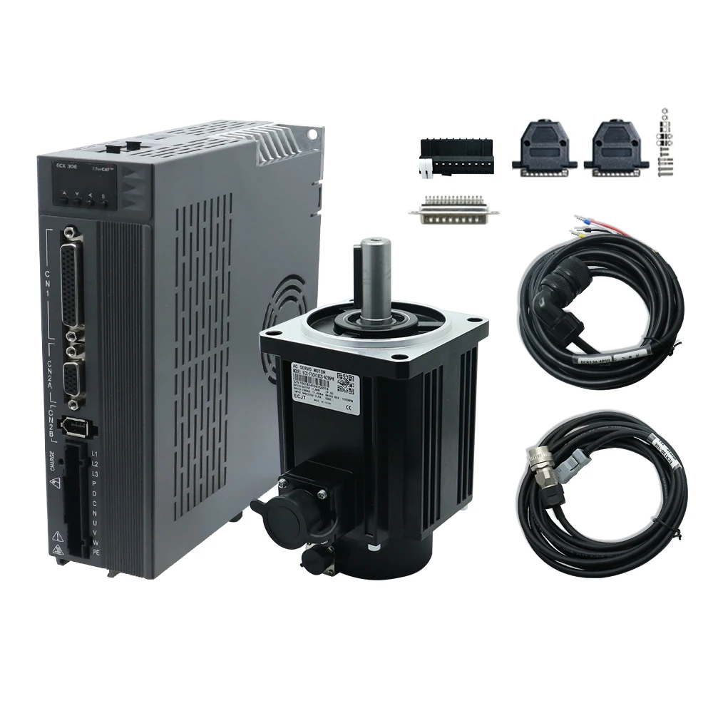 HLTNC High Quality 110ASG-M06030 ECX-30EL ECAT 3000W 5.73NM 3000RPM Axle Diameter 19mm 6.8A 220v Servo Motor Set for CNC ROUTER
