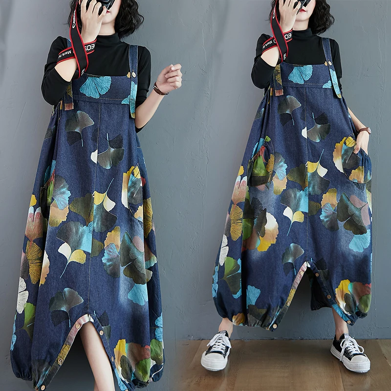 

Новинка 2025, женские широкие джинсовые комбинезоны, свободный крой, модные, антивозрастные, большие размеры, повседневные удобные брюки из девяти предметов